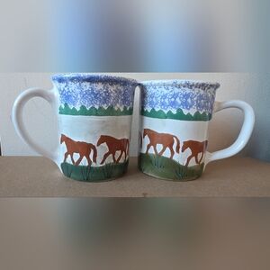 Hand Painted Ceramic Horse design In pasture mugs -